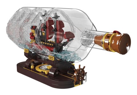 Zestaw Klocków Statek Piracki Czerwony w Butelce 885el. Mould King