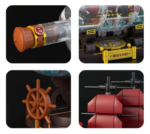 Zestaw Klocków Statek Piracki Czerwony w Butelce 885el. Mould King