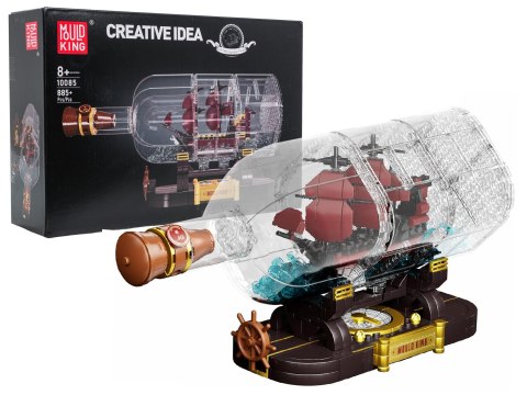 Zestaw Klocków Statek Piracki Czerwony w Butelce 885el. Mould King