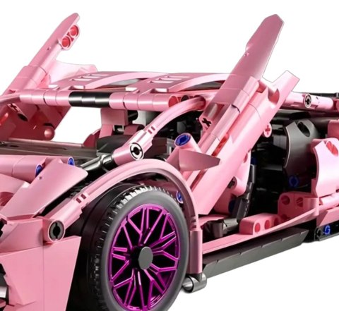 Klocki Auto Sportowe Różowe 1280 el – Zestaw Konstrukcyjny Samochód dla Dzieci 6+