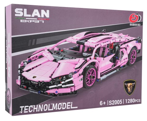 Klocki Auto Sportowe Różowe 1280 el – Zestaw Konstrukcyjny Samochód dla Dzieci 6+