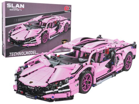 Klocki Auto Sportowe Różowe 1280 el – Zestaw Konstrukcyjny Samochód dla Dzieci 6+