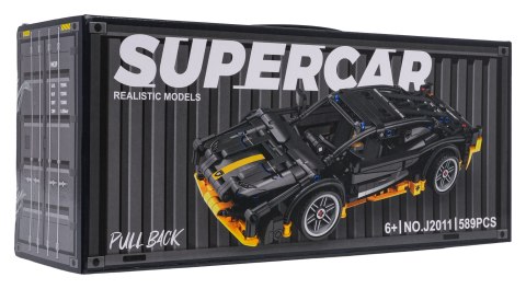 Klocki Konstrukcyjne Auto Sportowe Czarne 589 el. Napęd Pull-Back Gumowe Opony Model Samochodu dla Dzieci 6+