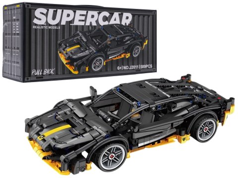 Klocki Konstrukcyjne Auto Sportowe Czarne 589 el. Napęd Pull-Back Gumowe Opony Model Samochodu dla Dzieci 6+