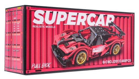 Klocki Konstrukcyjne Auto Sportowe Czerwone 482 el. z Napędem Pull-Back