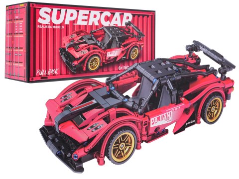 Klocki Konstrukcyjne Auto Sportowe Czerwone 482 el. z Napędem Pull-Back