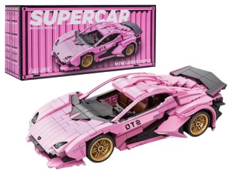 Zestaw Klocków Różowe Auto Sportowe 702 el z Napędem Pull Back – Zabawka dla Dziewczynki