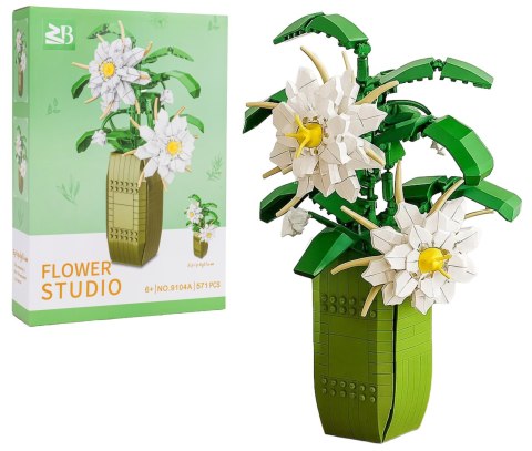 Zestaw Klocków Kwiaty Białe 571el. kwiaty w wazonie
