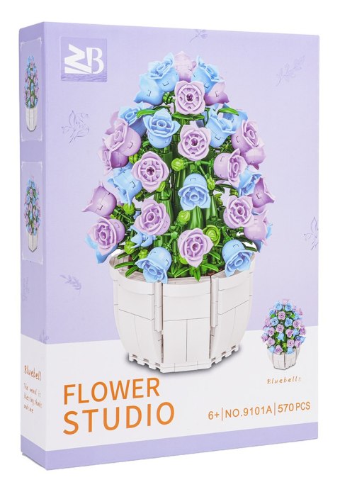 Zestaw Klocków Kwiaty w doniczce Fioletowe 570el.