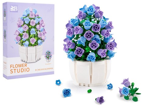 Zestaw Klocków Kwiaty w doniczce Fioletowe 570el.