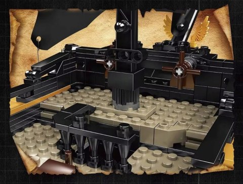 Klocki statek okręt piracki czarny żagiel żaglowiec z klocków