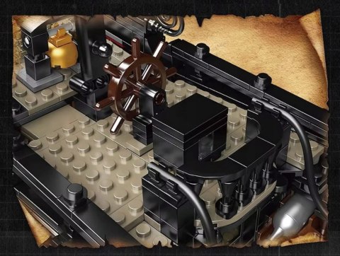 Klocki statek okręt piracki czarny żagiel żaglowiec z klocków