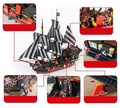 Statek Piracki z klocków 968 el. – żaglowiec do Złożenia Zestaw Klocków
