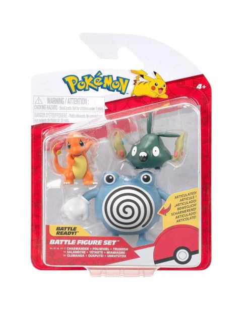 Pokemony Zestaw 3 Figurek Charmander, Poliwhirl, Trubbis Figurki Pokémon