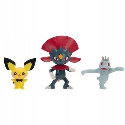 Pokemony Zestaw 3 Figurek Pichu, Weavile, Machop Figurki Pokémon