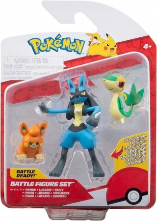 Pokemony - Zestaw 3 figurek Pawmi, Lucario, Snivy figurki bitewne