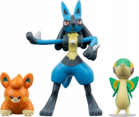 Pokemony - Zestaw 3 figurek Pawmi, Lucario, Snivy figurki bitewne