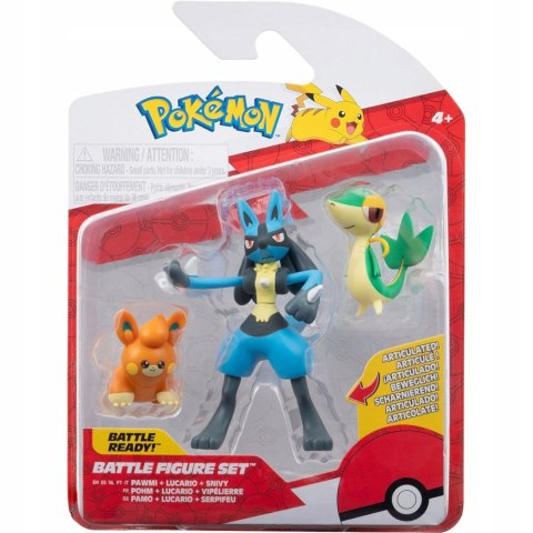Pokemony - Zestaw 3 figurek Pawmi, Lucario, Snivy figurki bitewne