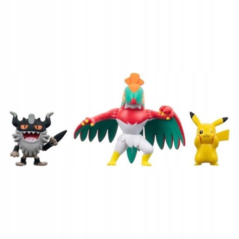 Pokemony Zestaw 3 figurek Pikachu Perrserker Hawlucha 3pack figurki bitewne