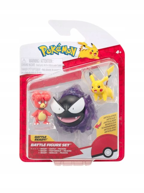 Pokemony Zestaw 3pak Magby, Gastly, Pikachu Figurki Pokémon dla Dzieci 4+