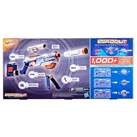 Nerf Loadout Arctic Zerostriker wyrzutnia z akcesoriami i 24 strzałkami