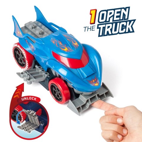 T-Racers Squad Launcher Shark – Ciężarówka Wyrzutnia z 2 Ekskluzywnymi Samochodami