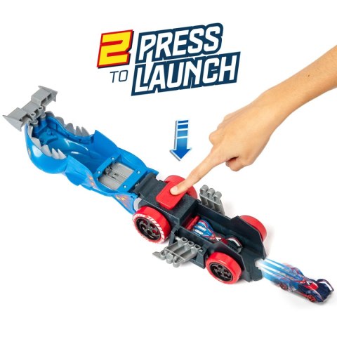 T-Racers Squad Launcher Shark – Ciężarówka Wyrzutnia z 2 Ekskluzywnymi Samochodami
