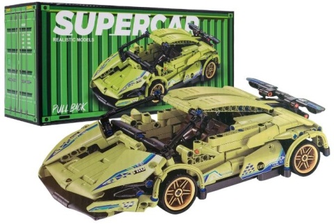Klocki Konstrukcyjne Auto Sportowe Zielone 470 el. z Napędem Pull-Back