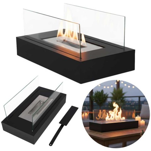 Biokominek wolnostojący stołowy bezdymny na biopaliwo prostokątny