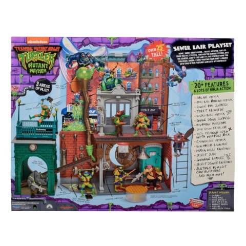 WOJOWNICZE ŻÓŁWIE NINJA Movie Mutant Mayhem Serwer Lair, Kwatera w kanałach, zestaw