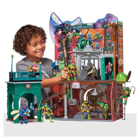 WOJOWNICZE ŻÓŁWIE NINJA Movie Mutant Mayhem Serwer Lair, Kwatera w kanałach, zestaw