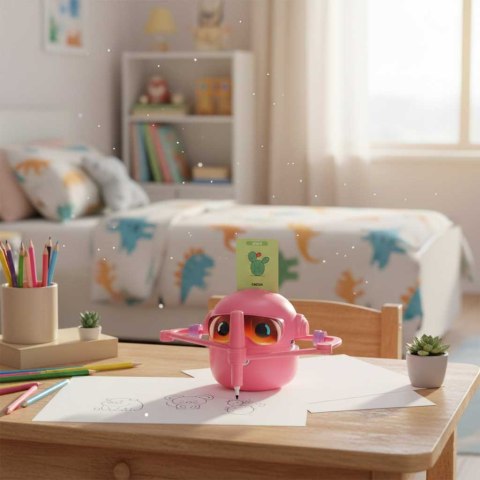 Zabawka interaktywna edukacyjna robot nauka rysowania fiszki mazaki różowy