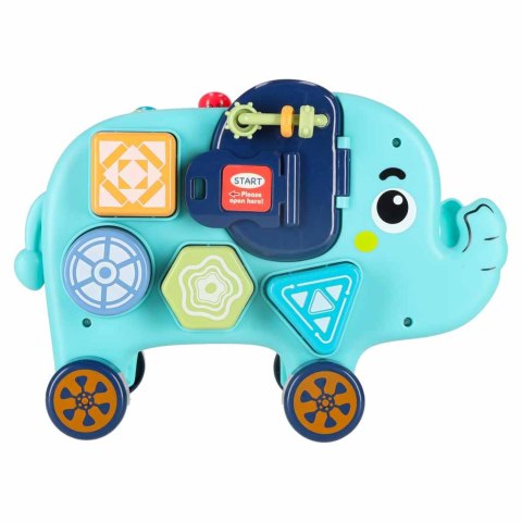 Słonik interaktywny montessori wbijak sorter klocki młotek 26cm