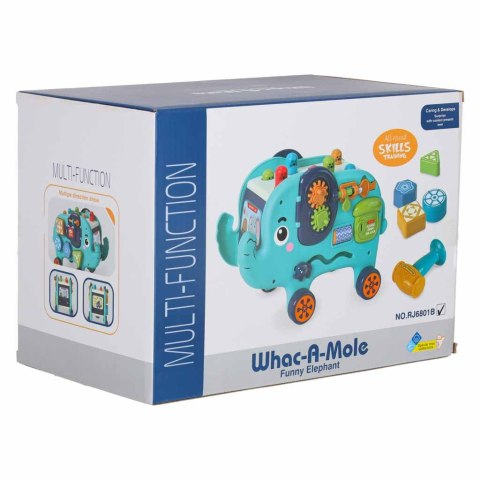 Słonik interaktywny montessori wbijak sorter klocki młotek 26cm