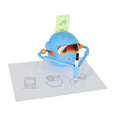 Zabawka interaktywna edukacyjna robot nauka rysowania fiszki mazaki niebieski