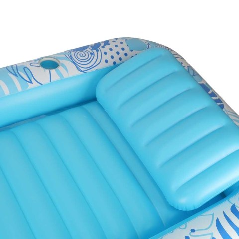 Materac dmuchany do pływania, leżak do opalania z poduszką niebieski
