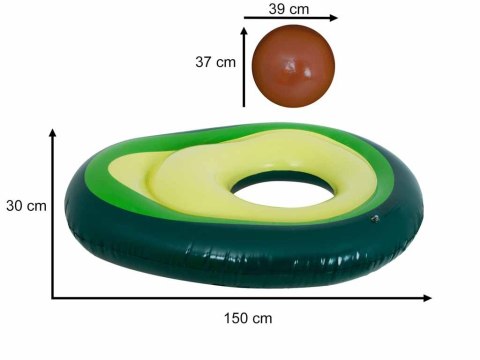 Materac dmuchany do pływania z piłką awokado z pestką 150cm XL