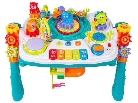 Multifunkcyjny Edukacyjny Stolik 2w1 Pianinko Ciuchcia Mikrofon Klocki Bluetooth Akumulator