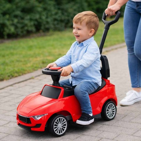 Jeździk pchacz samochód z dźwiękiem i światłami czerwony