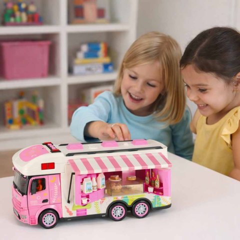 Kamper zdalnie sterowany na pilota samochód kempingowy auto 2,4GHz dźwięki światła akcesoria różowy