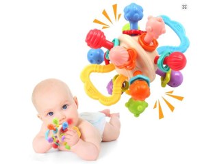 Kolorowa Zabawka Sensoryczna Gryzak Grzechotka Kula Gryzaki Wypustki