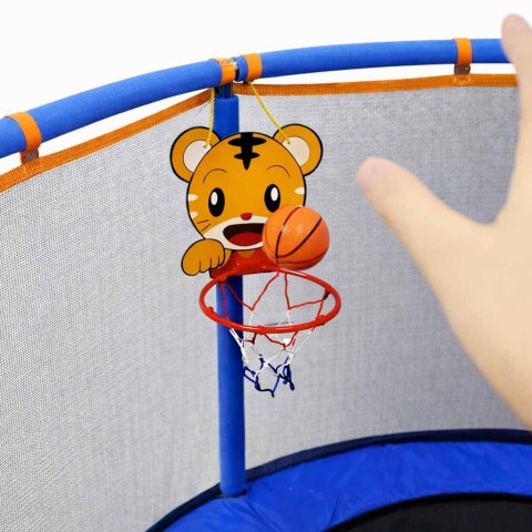 Trampolina dla dzieci ogrodowa siatka piłki koszykówka 150cm niebieska