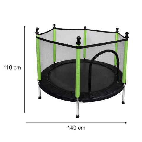 Trampolina ogrodowa dla dzieci siatka 140 cm zielona