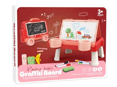 Wielofunkcyjna Dwustronna Tablica 2w1 Do Rysowania Malowania Zmazywalna Kredowa Stolik Różowa