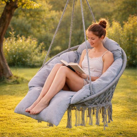 Huśtawka ogrodowa bocianie gniazdo z poduszką XXL szary 120kg