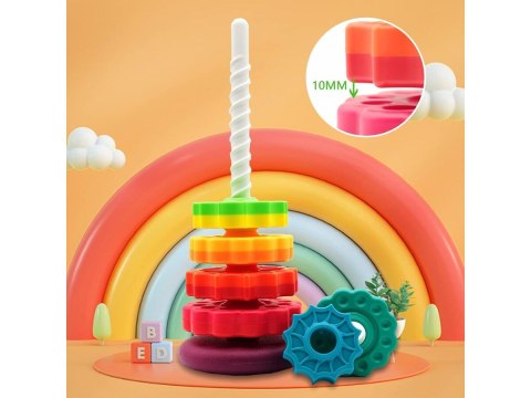 Kolorowa Piramida Sensoryczna Zakręcona Wieża Edukacyjna Krążki Do Układania