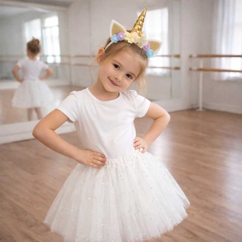 Kostium strój karnawałowy przebranie Jednorożec opaska+ spódniczka biały 3-6lat