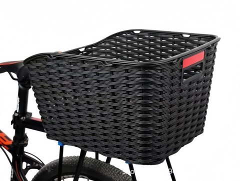 Kosz na rower koszyk rowerowy na bagażnik tylny rattanowy z odblaskiem