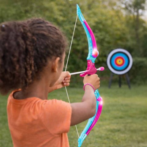 Łuk ze strzałkami i tarczą zestaw strzelecki różowy
