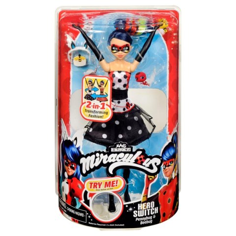 MIRACULOUS: BIEDRONKA I CZARNY KOT Switch Pennybug i Beebug, lalka